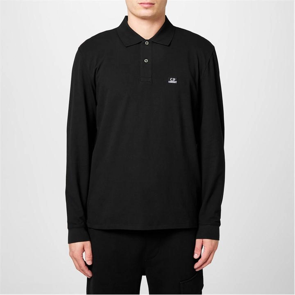 CP Company Long Sleeve Polo Shirt - Black